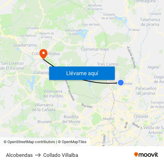 Alcobendas to Collado Villalba map