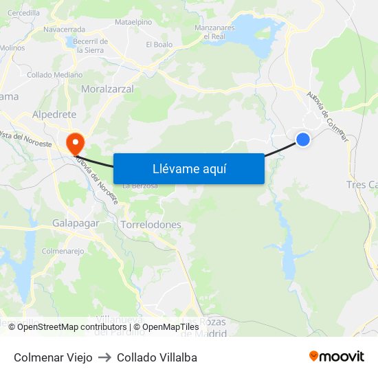 Colmenar Viejo to Collado Villalba map