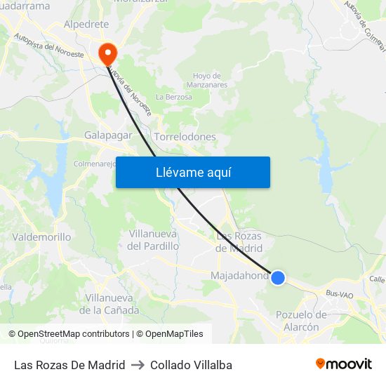 Las Rozas De Madrid to Collado Villalba map