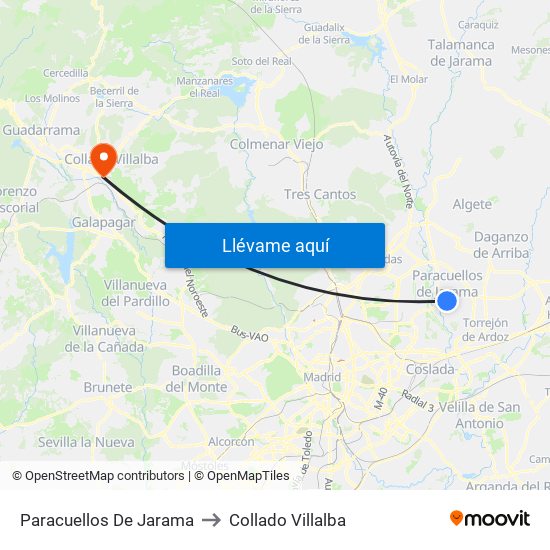 Paracuellos De Jarama to Collado Villalba map