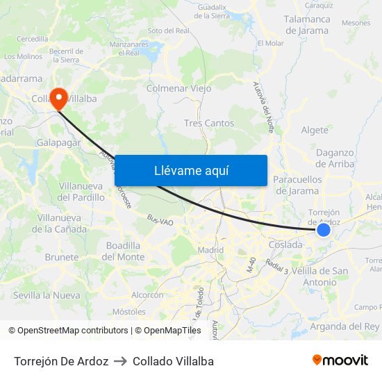 Torrejón De Ardoz to Collado Villalba map