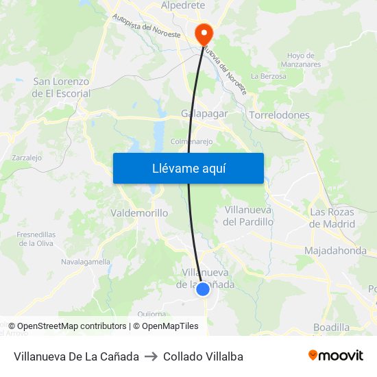 Villanueva De La Cañada to Collado Villalba map