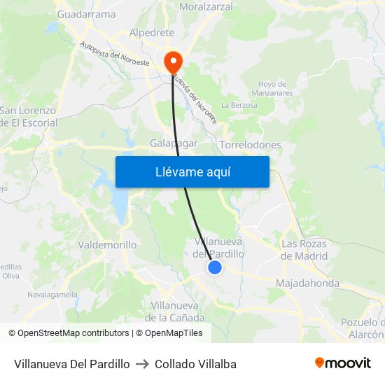 Villanueva Del Pardillo to Collado Villalba map