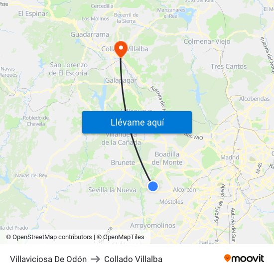 Villaviciosa De Odón to Collado Villalba map