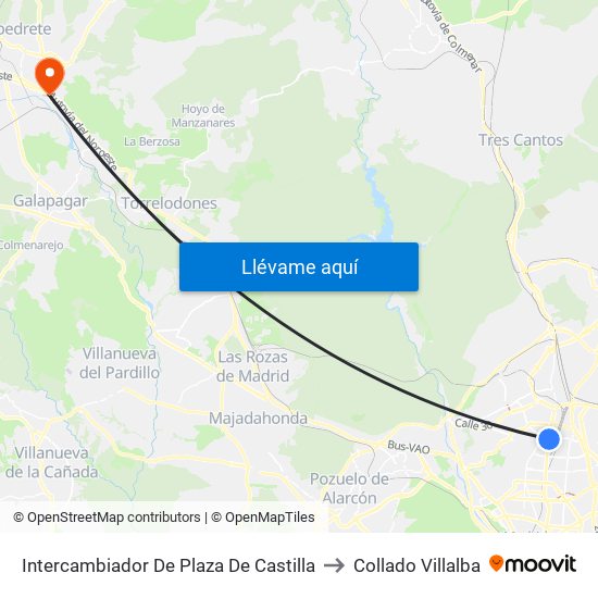 Intercambiador De Plaza De Castilla to Collado Villalba map