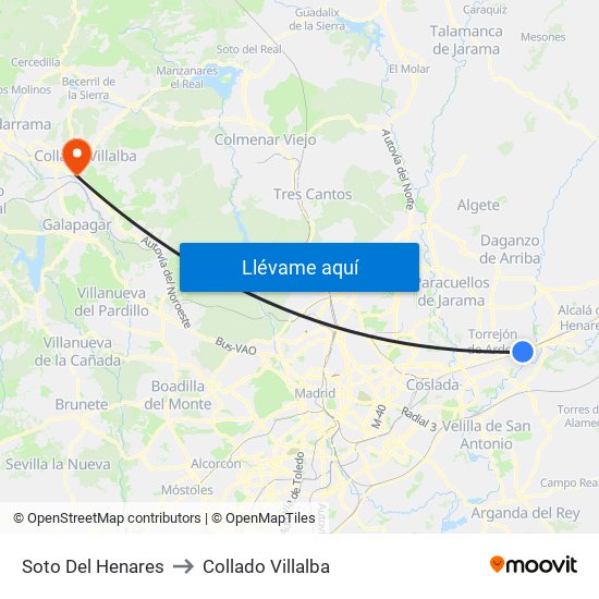 Soto Del Henares to Collado Villalba map