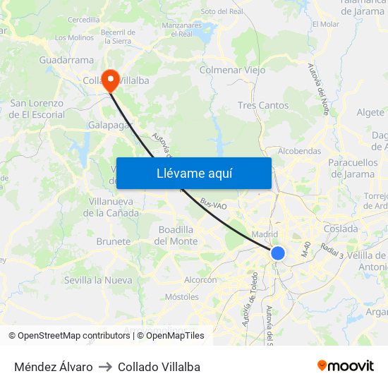 Méndez Álvaro to Collado Villalba map