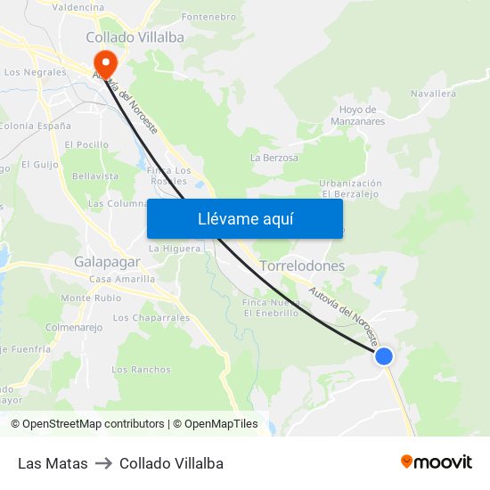 Las Matas to Collado Villalba map