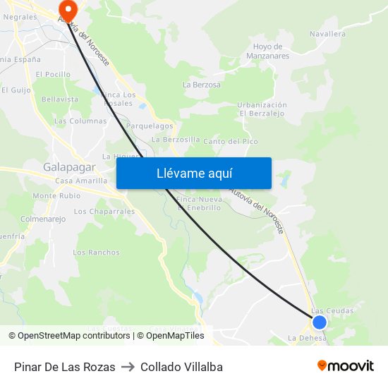 Pinar De Las Rozas to Collado Villalba map