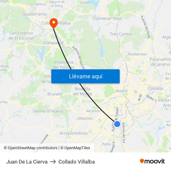 Juan De La Cierva to Collado Villalba map