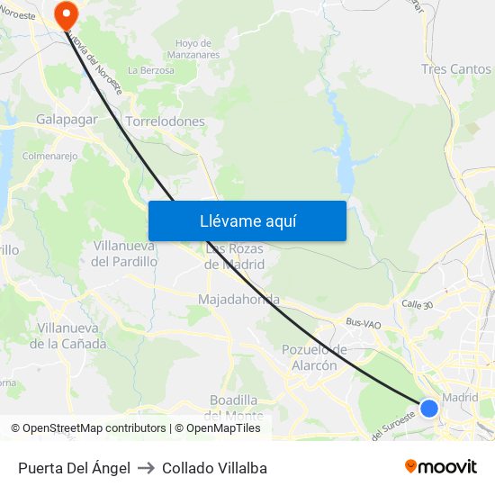 Puerta Del Ángel to Collado Villalba map