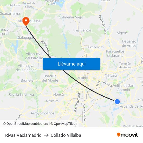 Rivas Vaciamadrid to Collado Villalba map