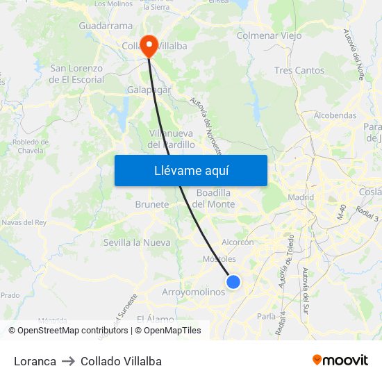 Loranca to Collado Villalba map