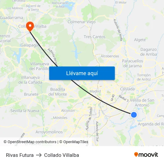 Rivas Futura to Collado Villalba map