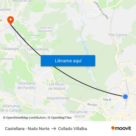 Castellana - Nudo Norte to Collado Villalba map