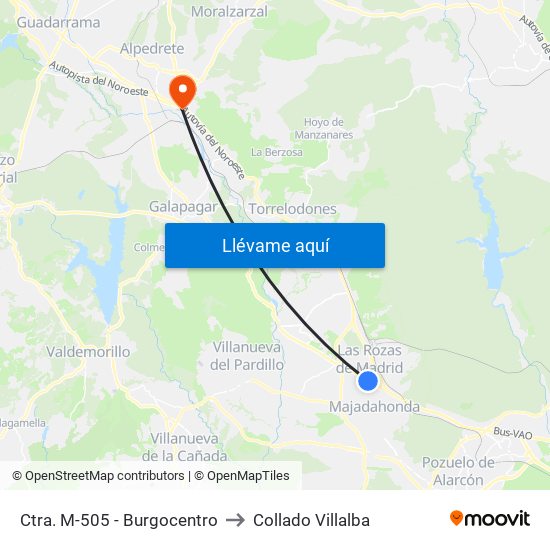 Ctra. M-505 - Burgocentro to Collado Villalba map
