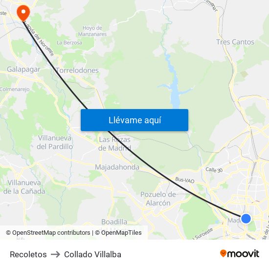 Recoletos to Collado Villalba map