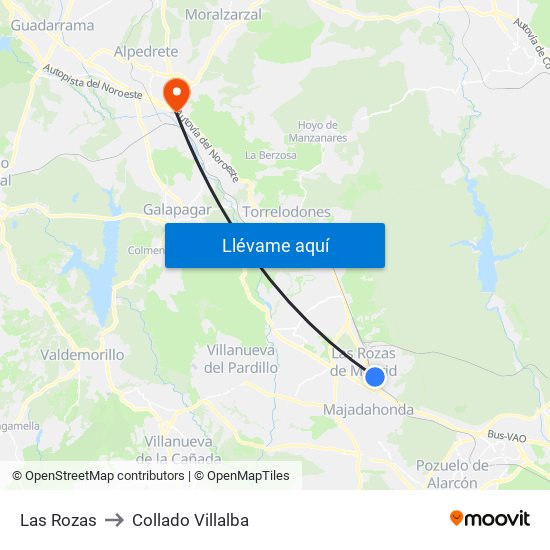 Las Rozas to Collado Villalba map