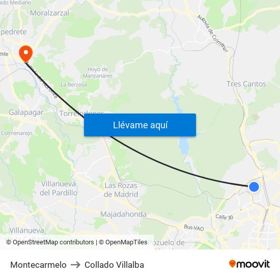 Montecarmelo to Collado Villalba map