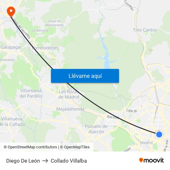 Diego De León to Collado Villalba map