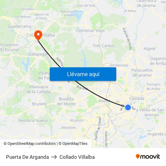 Puerta De Arganda to Collado Villalba map