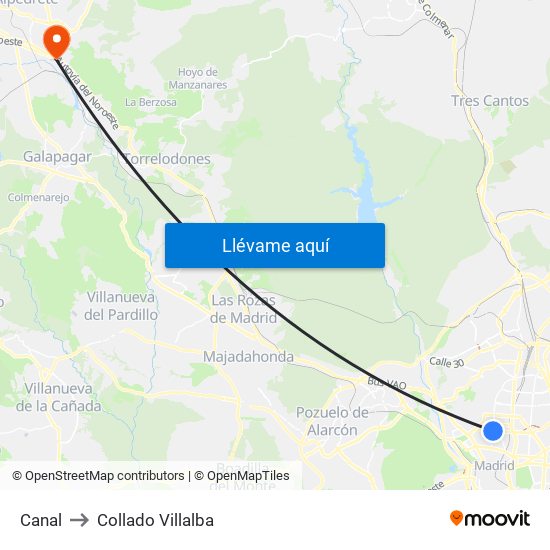 Canal to Collado Villalba map