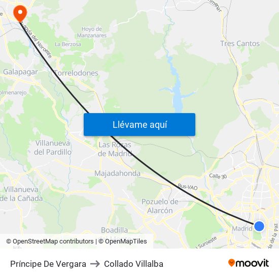 Príncipe De Vergara to Collado Villalba map