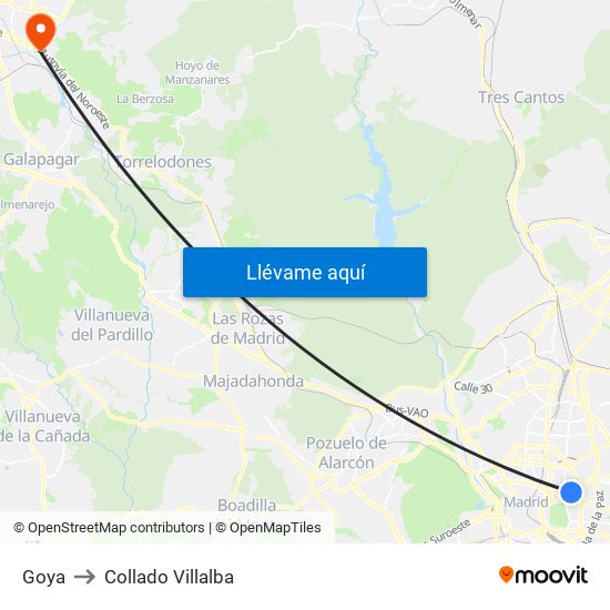 Goya to Collado Villalba map