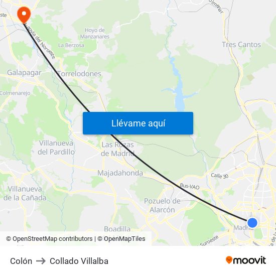 Colón to Collado Villalba map