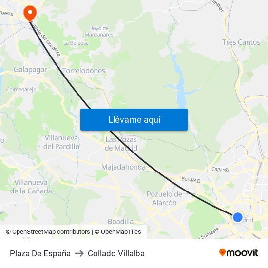 Plaza De España to Collado Villalba map