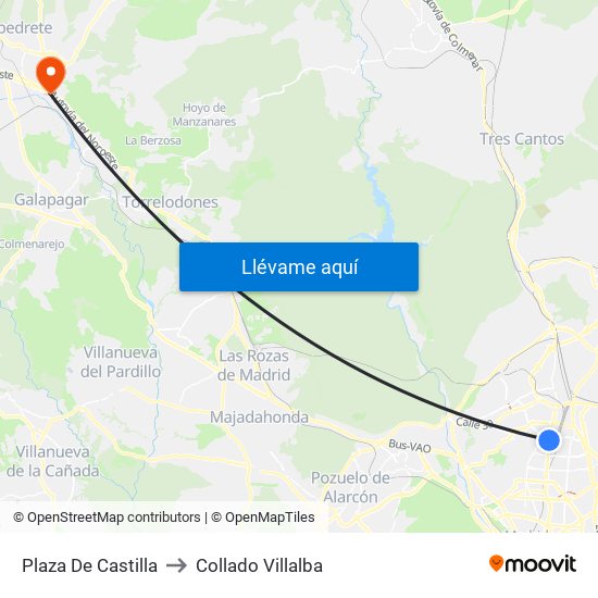 Plaza De Castilla to Collado Villalba map