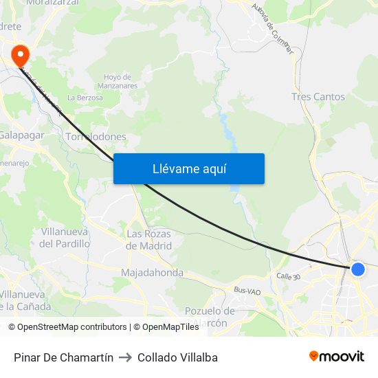 Pinar De Chamartín to Collado Villalba map