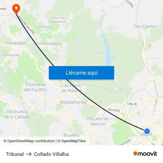 Tribunal to Collado Villalba map