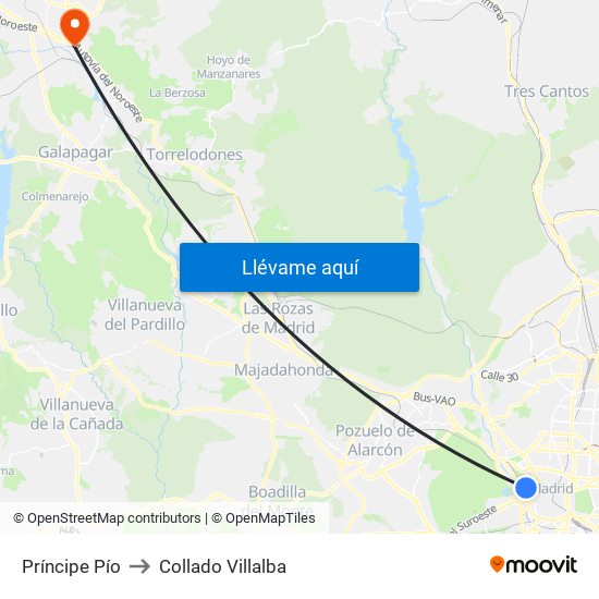 Príncipe Pío to Collado Villalba map