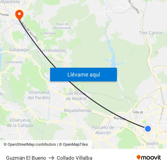 Guzmán El Bueno to Collado Villalba map