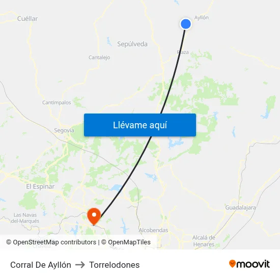 Corral De Ayllón to Torrelodones map