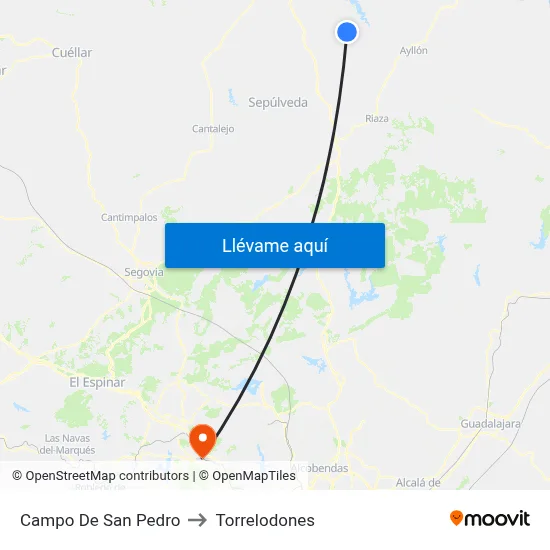 Campo De San Pedro to Torrelodones map
