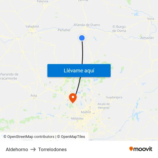 Aldehorno to Torrelodones map