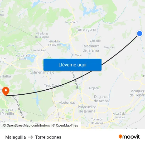 Malaguilla to Torrelodones map