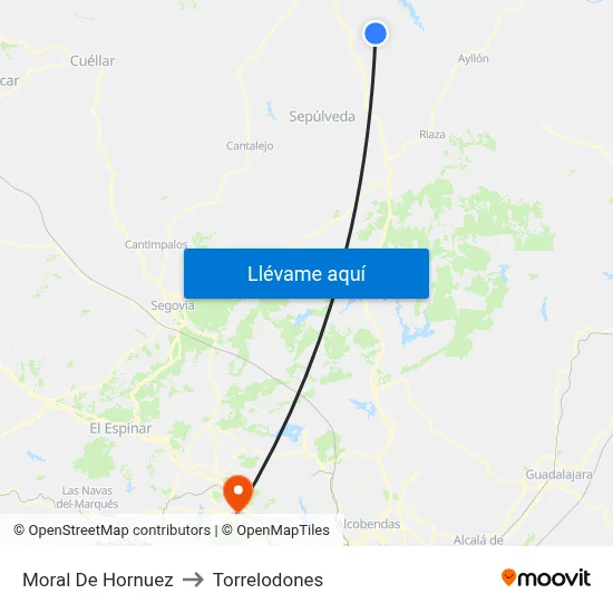 Moral De Hornuez to Torrelodones map