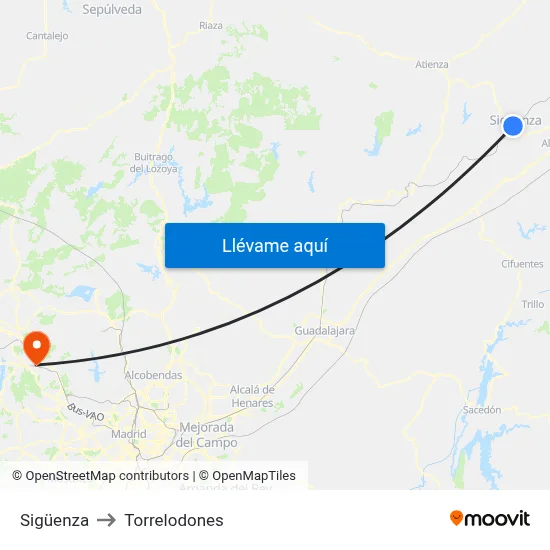 Sigüenza to Torrelodones map