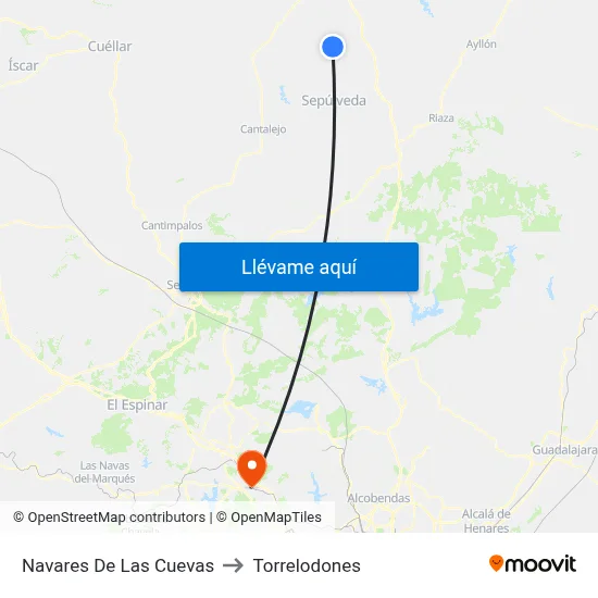 Navares De Las Cuevas to Torrelodones map