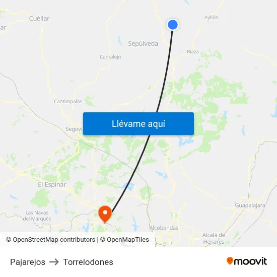 Pajarejos to Torrelodones map