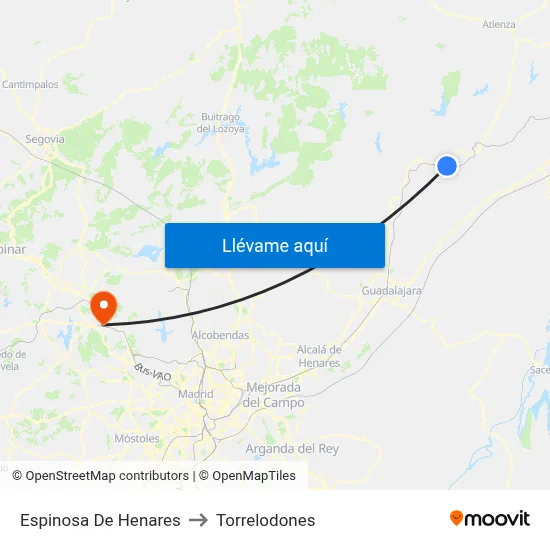 Espinosa De Henares to Torrelodones map
