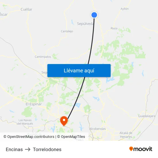 Encinas to Torrelodones map