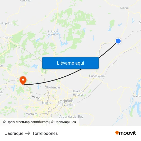 Jadraque to Torrelodones map