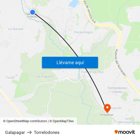 Galapagar to Torrelodones map