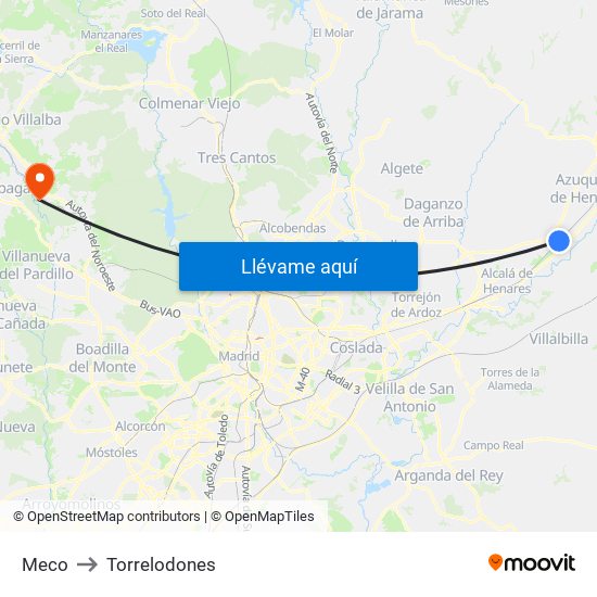 Meco to Torrelodones map