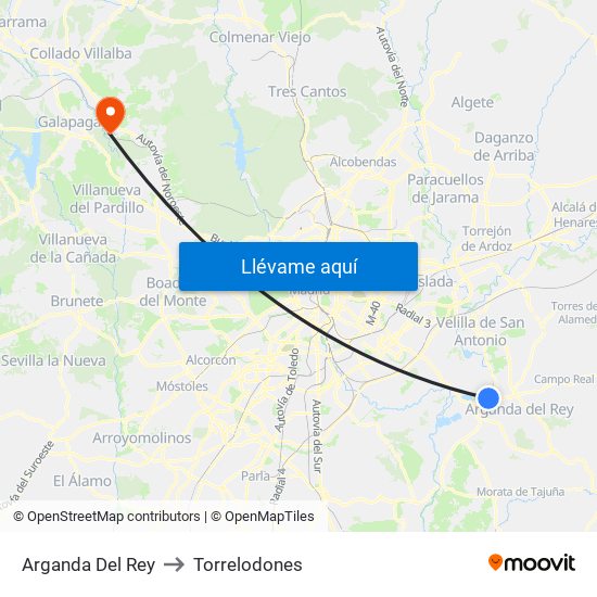 Arganda Del Rey to Torrelodones map