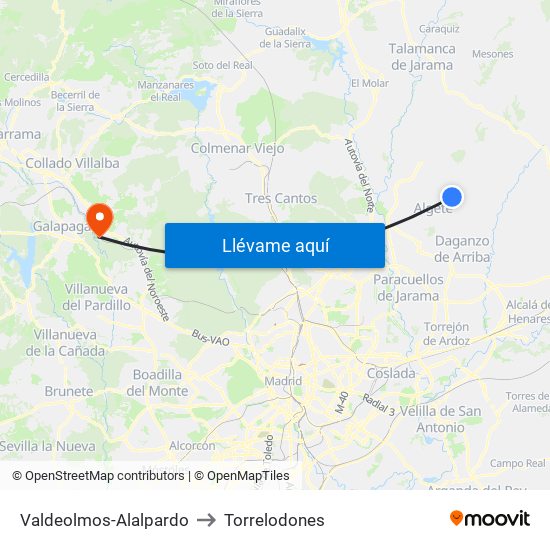 Valdeolmos-Alalpardo to Torrelodones map